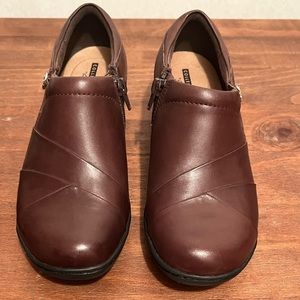 Clarks women’s Channing Ann Brown Leather Comfort Shoes Size 7